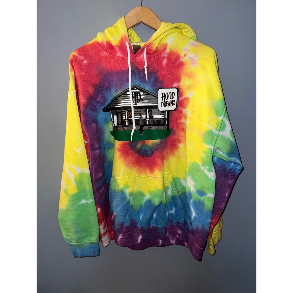 Gildan Heavy‎ Blend Hood Dreamz Tie Dye Hoodie Mens Large Rainbow Streetwear